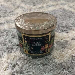 Bath & Body Works Fresh Balsam Candle - Festive Green and Silver